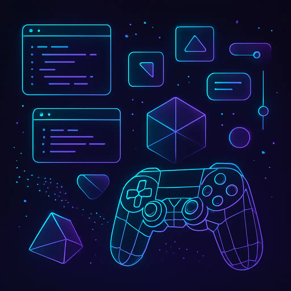 Abstract game development process illustration