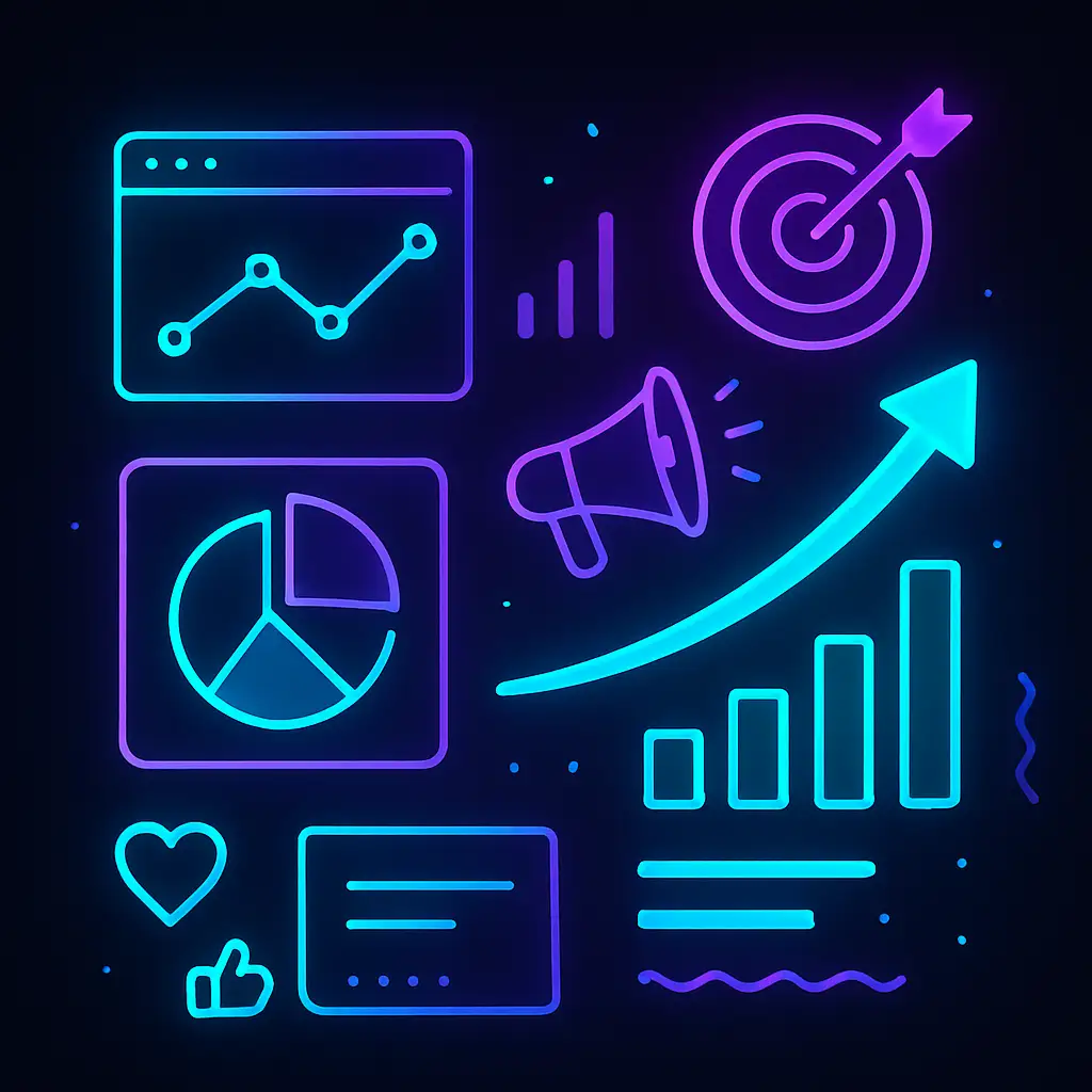 Abstract digital marketing analytics illustration