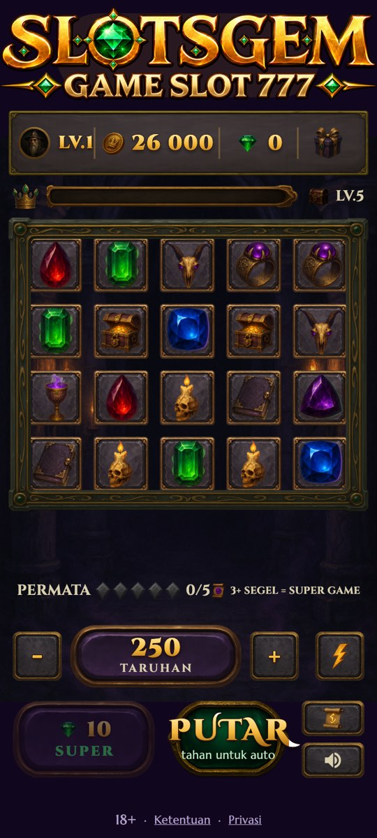 Slotsgem: Layar utama: gulungan 5×4 dan 20 garis